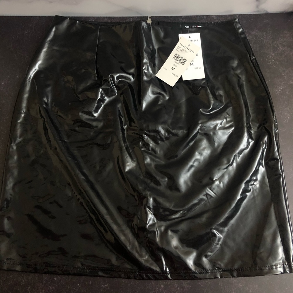 NWT Black Latex Mini Skirt